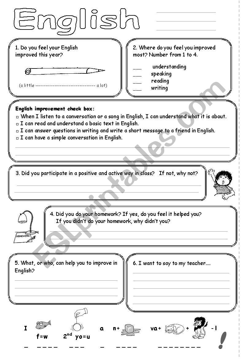 self evaluation page for students