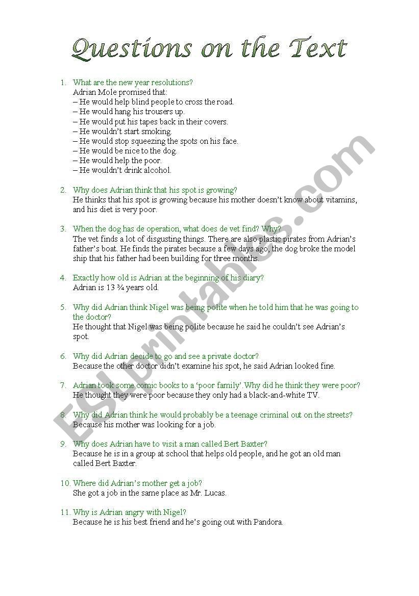 Adrian Mole Chuleta  worksheet