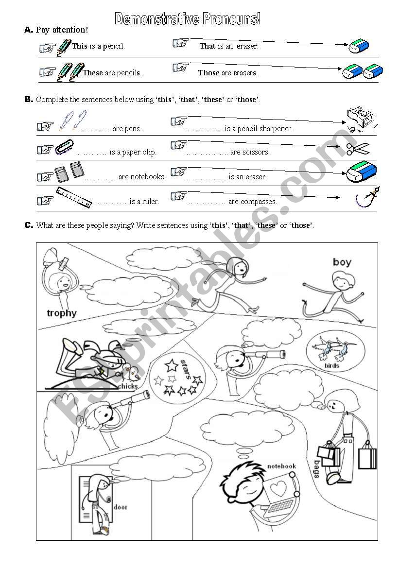 DEMONSTRATIVE PRONOUNS worksheet