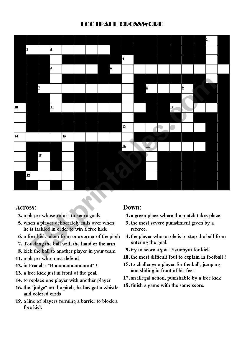 Crosswords on football (soccer)