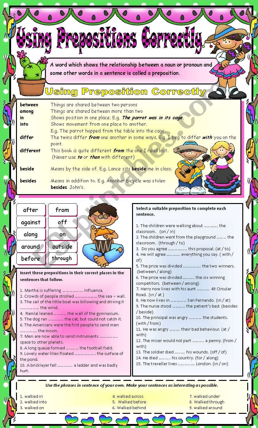 Prepositions  worksheet