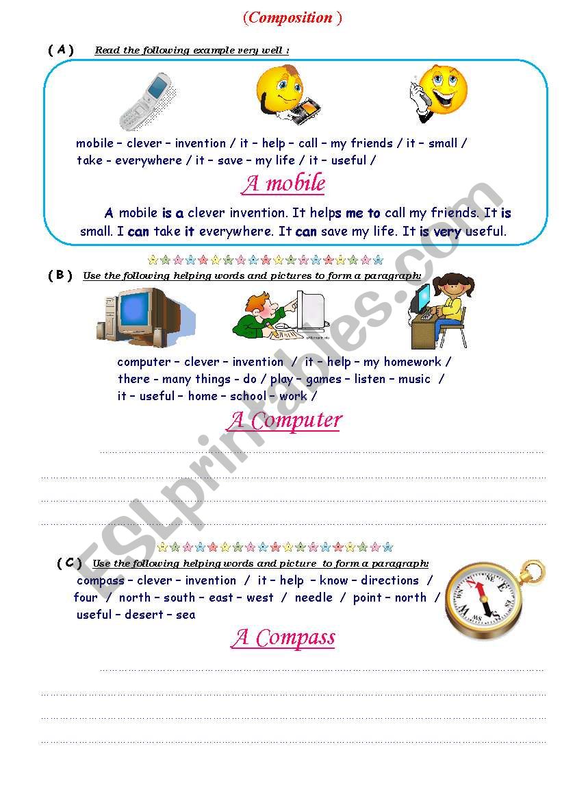 Writing ws about the computer and the compass inventions.