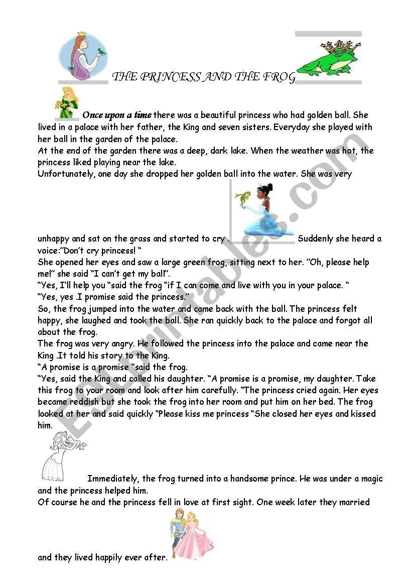The Princess and the frog  worksheet