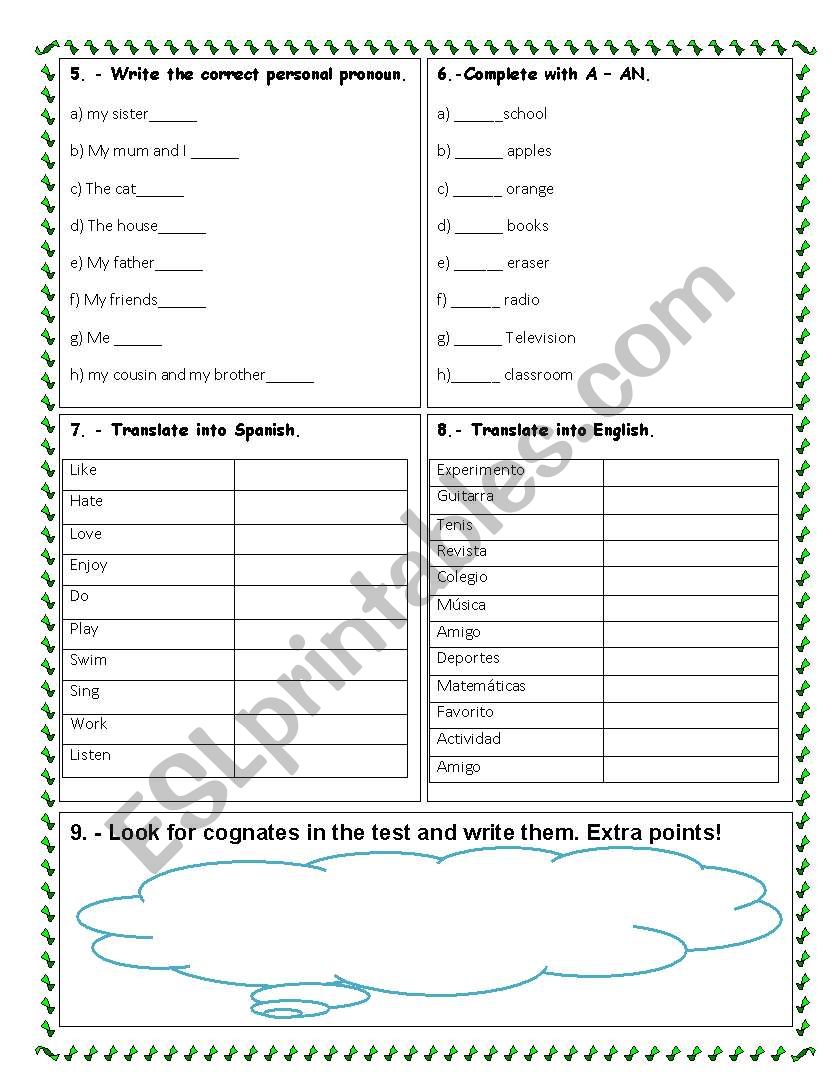 my friends worksheet