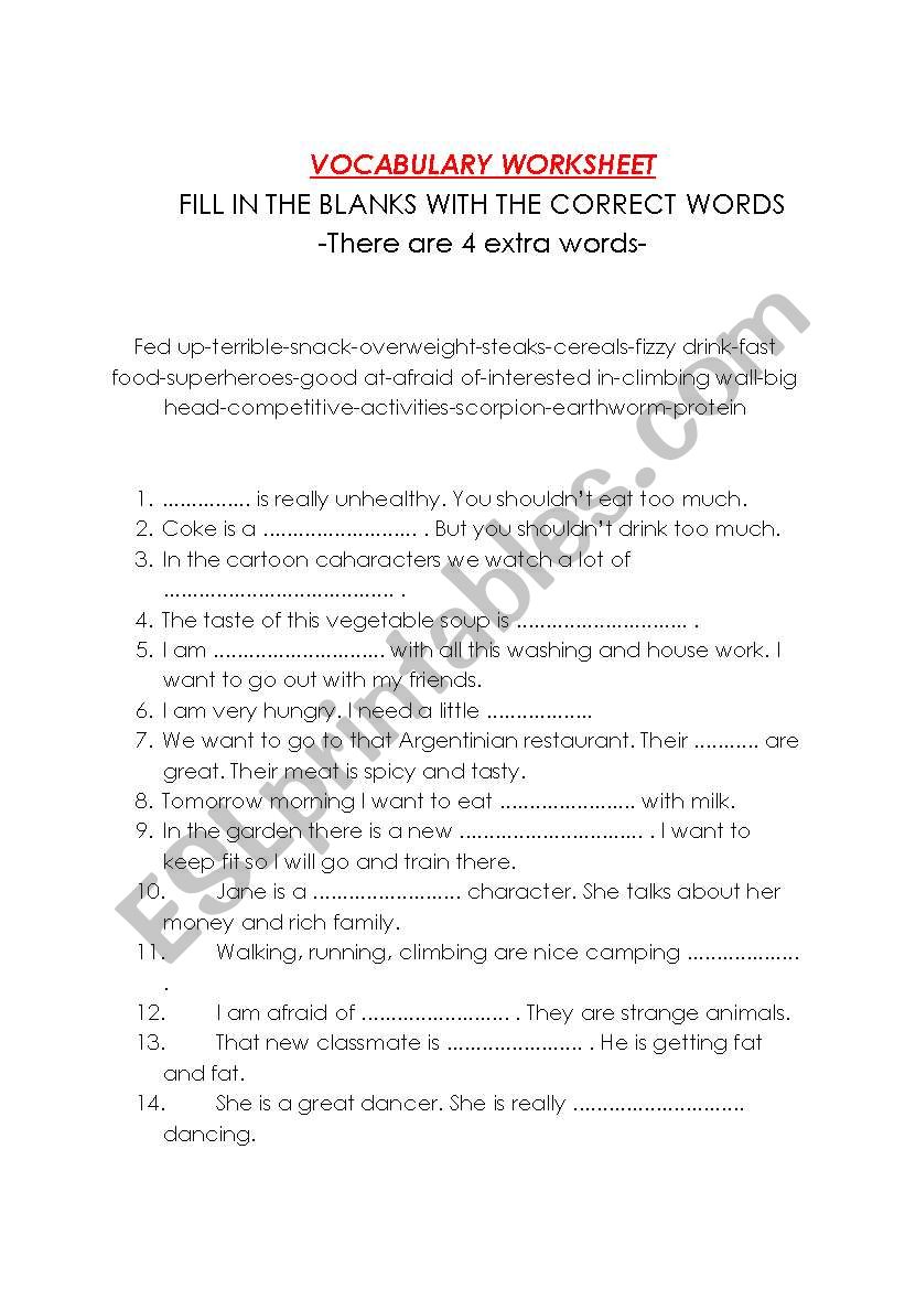 vocabulary worksheet worksheet