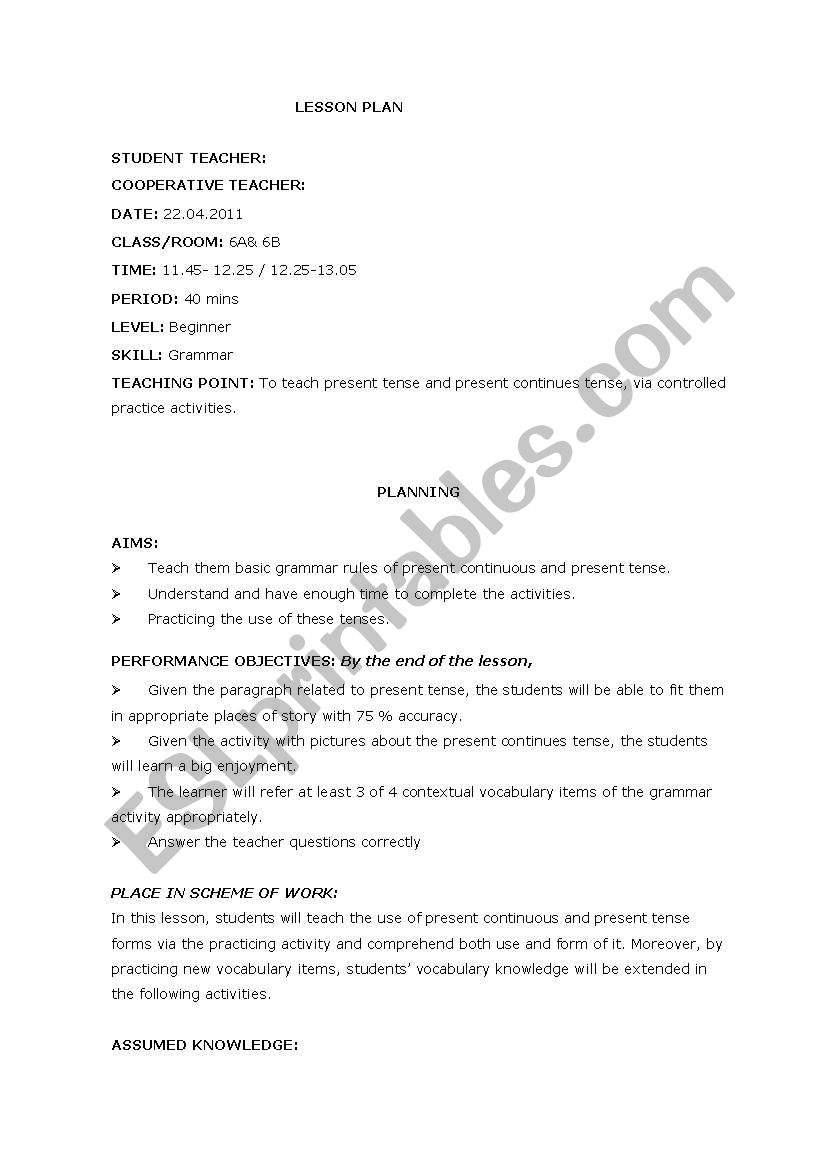 simple present tense and continuous tense
