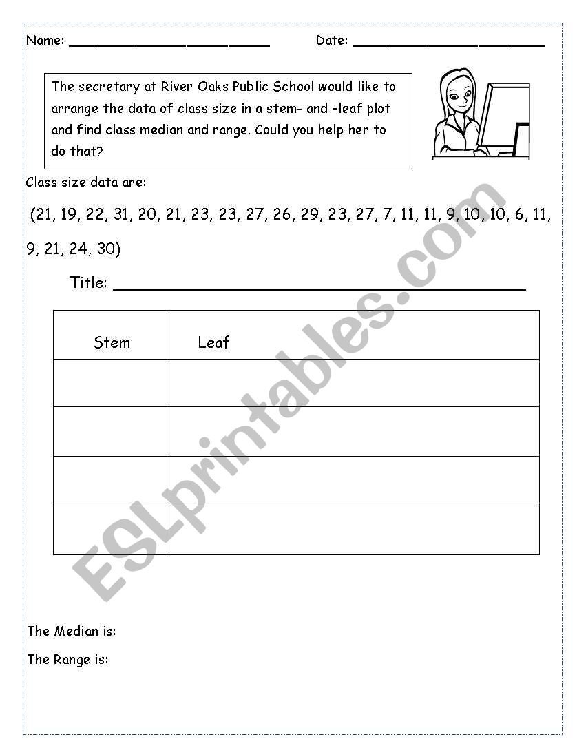 Stem and leaf plot  worksheet