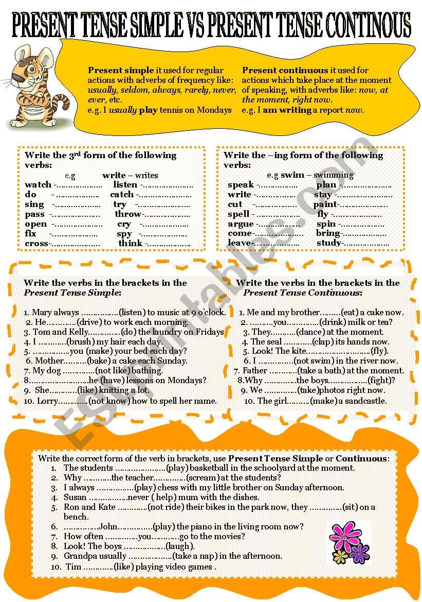 present tense simpe vs continuous