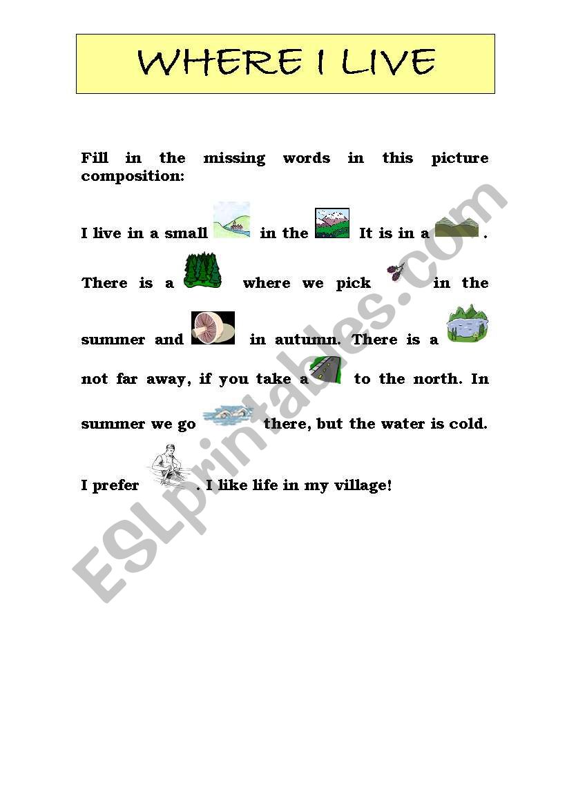 Where I live - ESL worksheet by crisholm