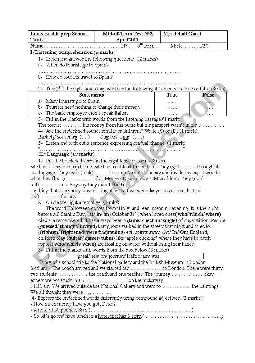 Mid-of-Term Test3 worksheet