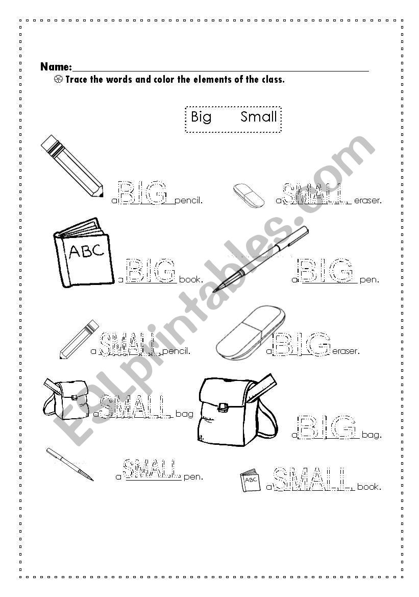 Sizes (Small and Big) worksheet