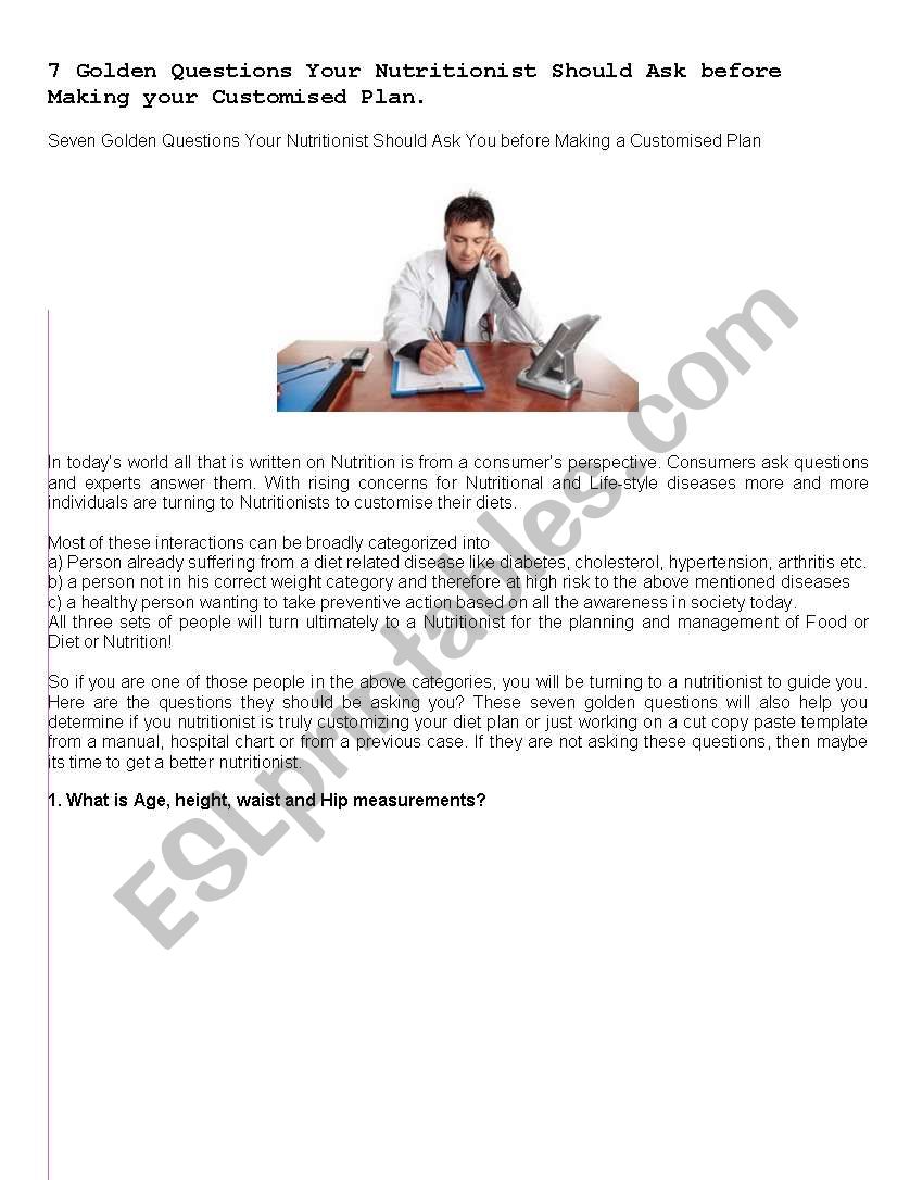 Nutritionist Should Ask u... worksheet