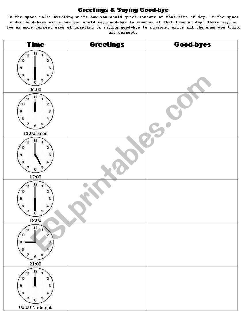 Greeting & Saying Good-bye worksheet