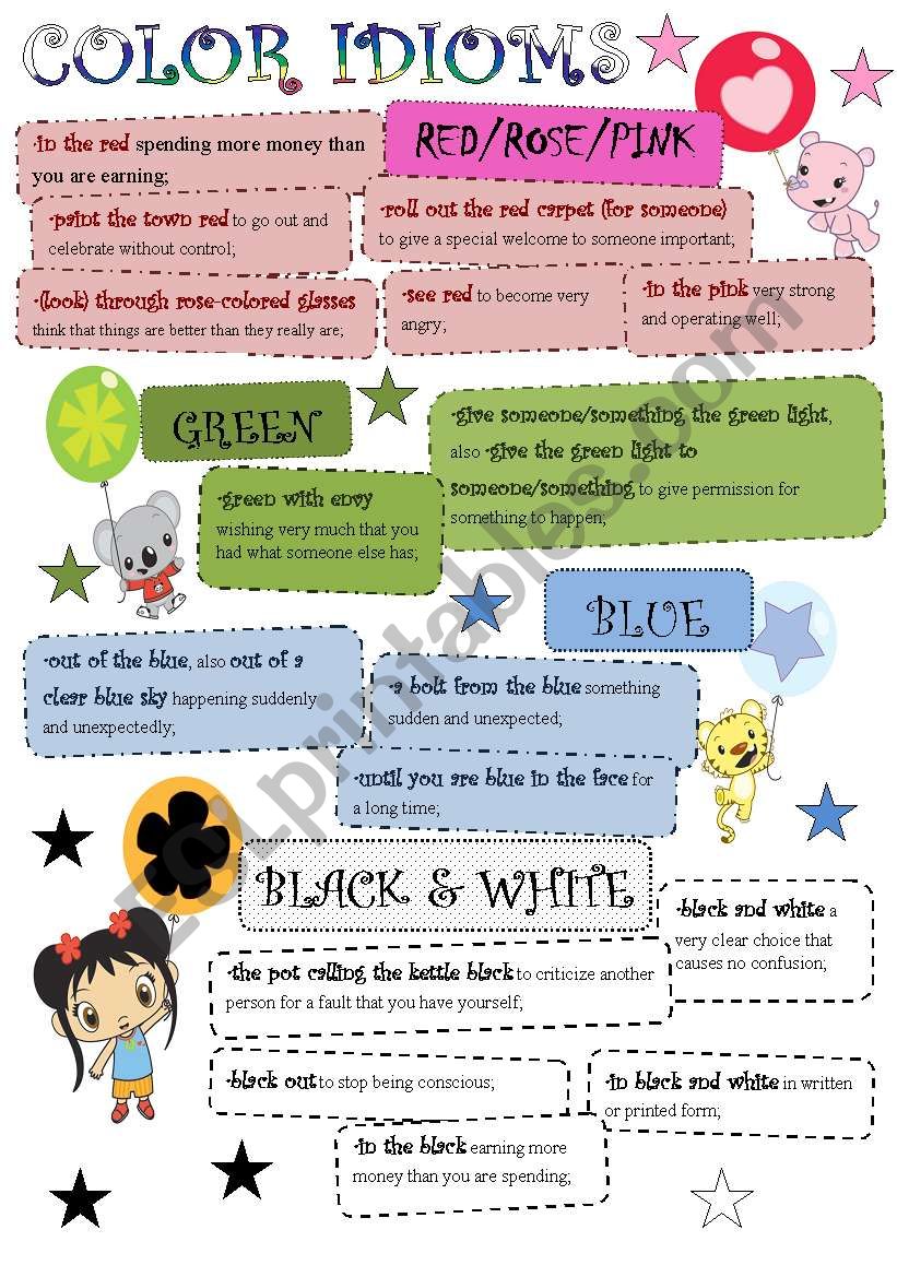 Color Idioms worksheet