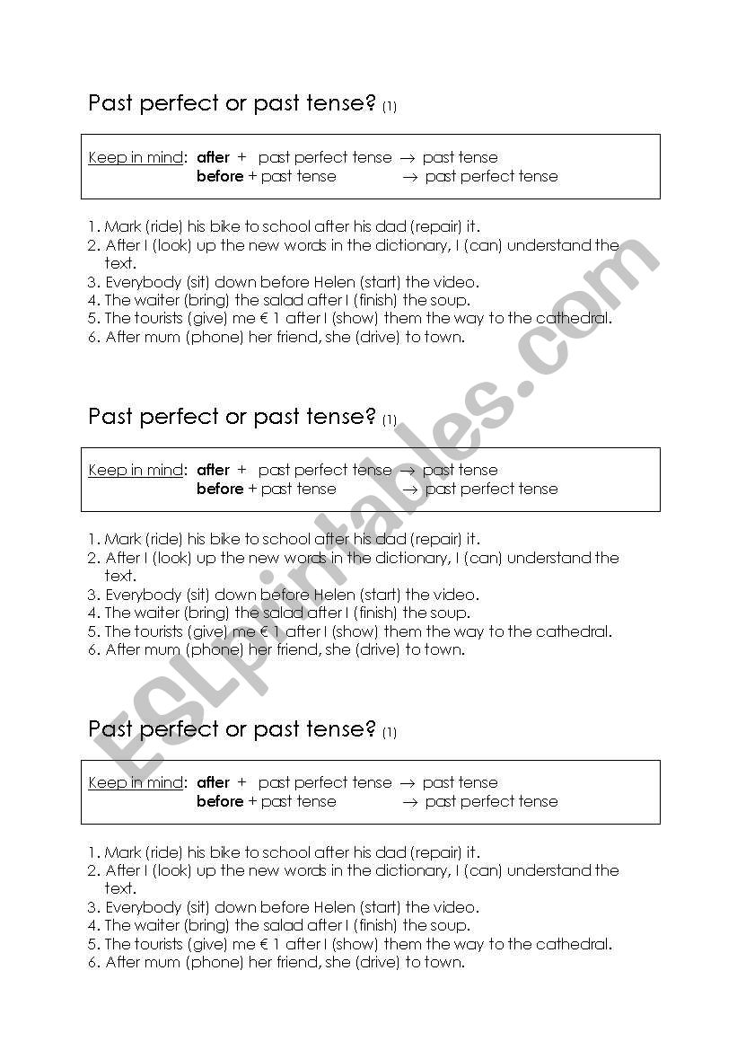 Past Simple or Past Perfect Tense