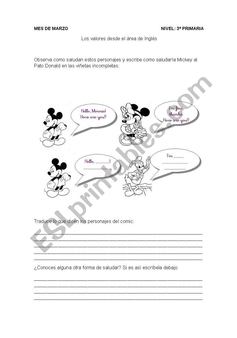 Greeting  worksheet