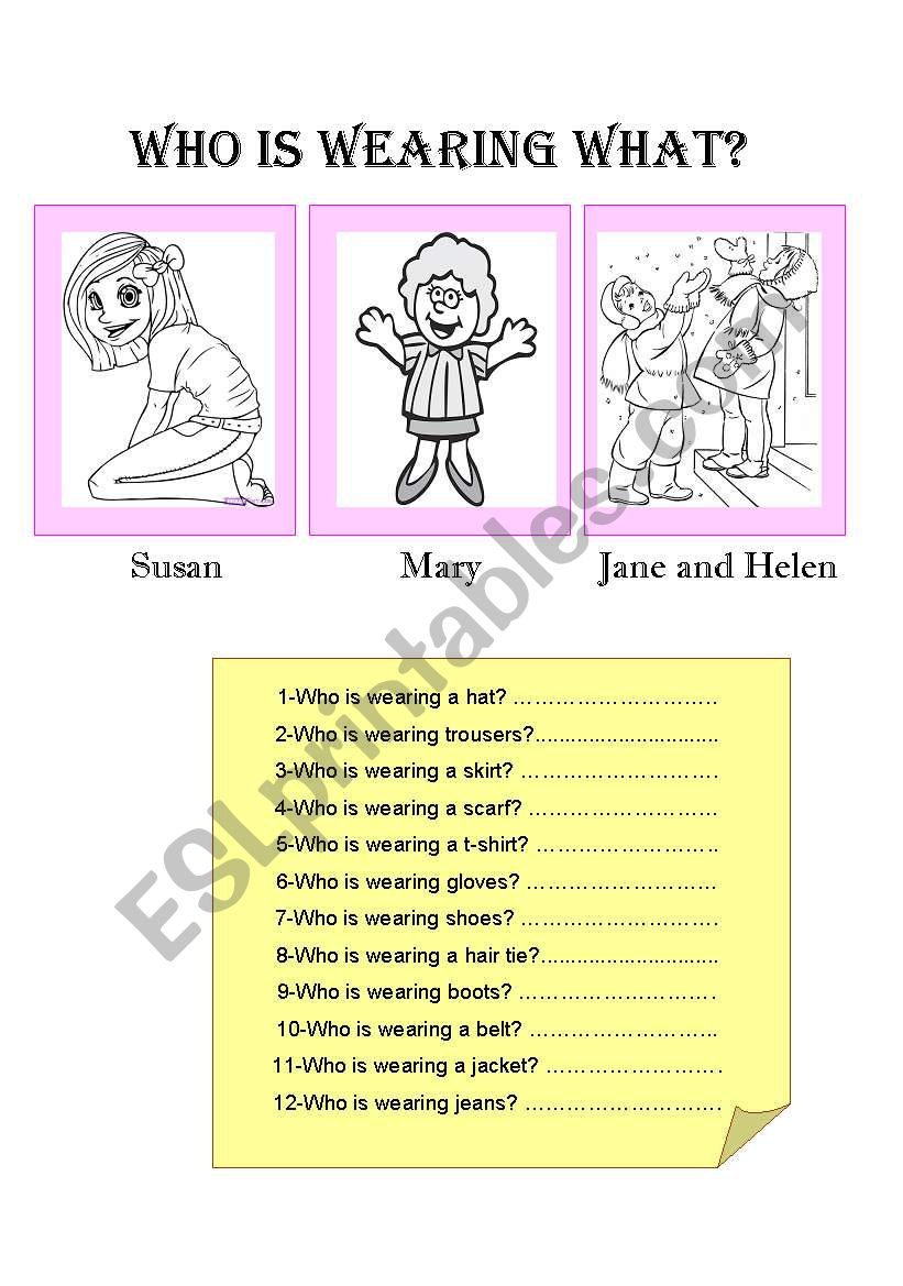 Clothes worksheet
