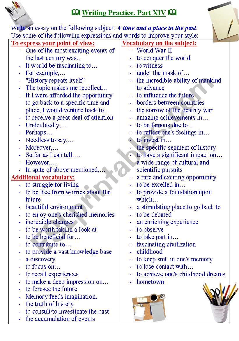 Writing practice for TOEFL/IELTS exams. Useful expressions and vocabulary. Part XIV.