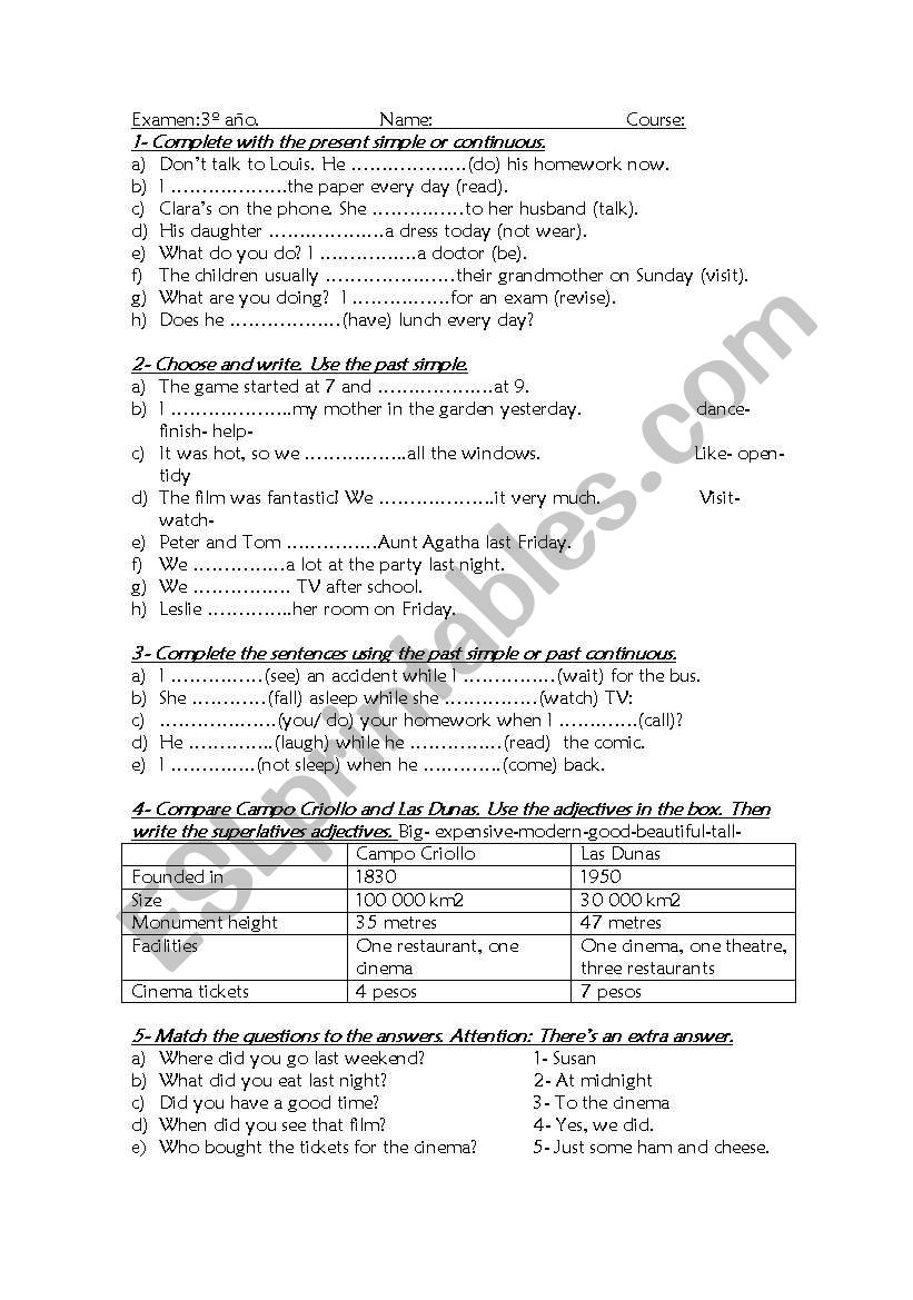 Tense of verbs- Present and past