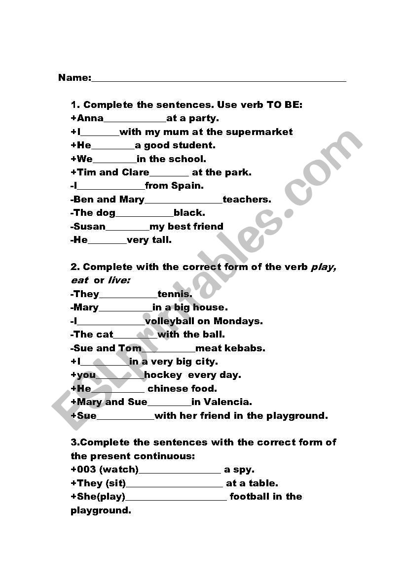 Present simple worksheet