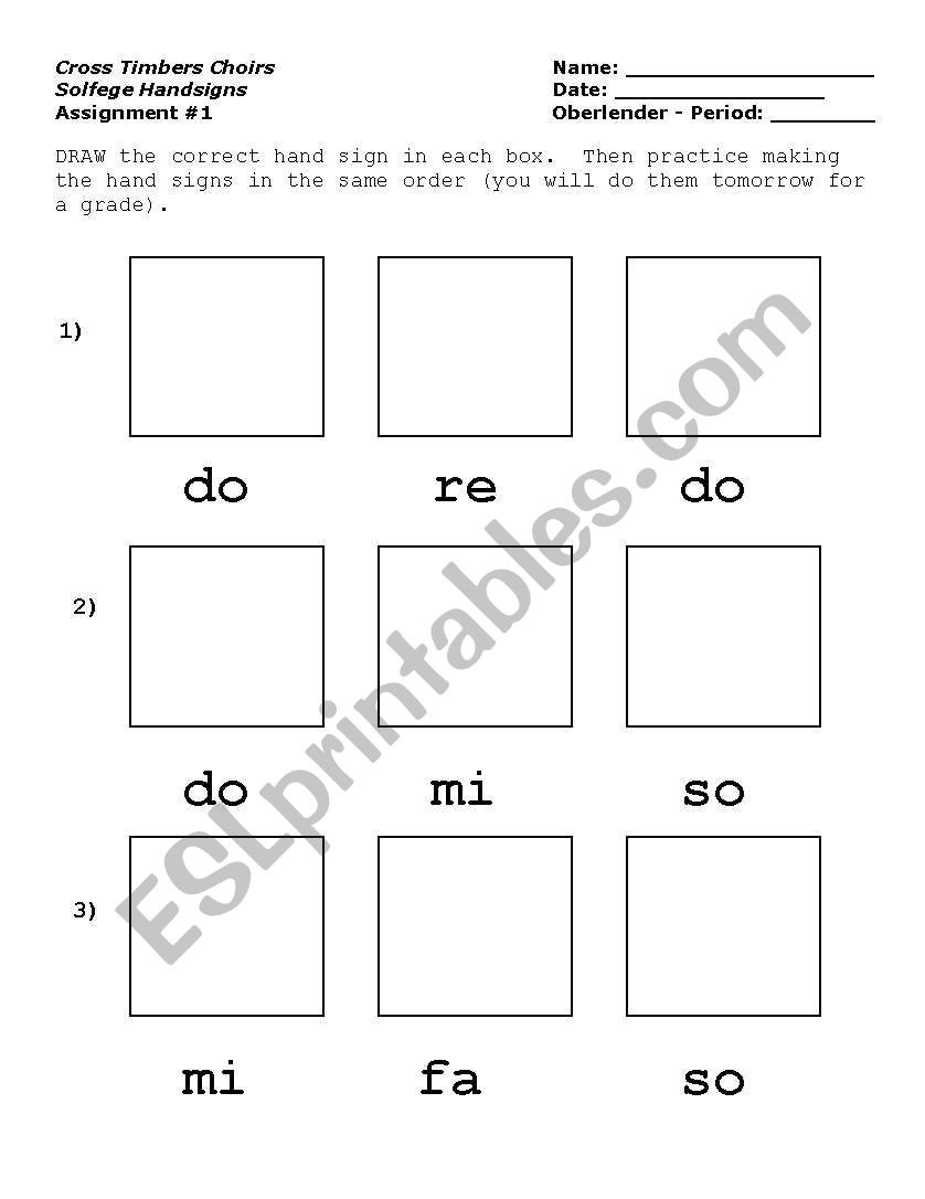 Solfege Handsigns worksheet