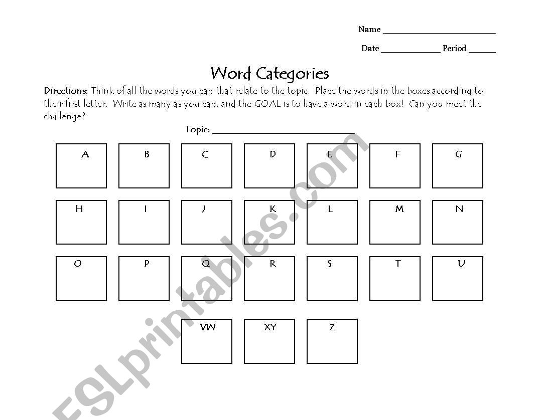 ABC Box Chart worksheet