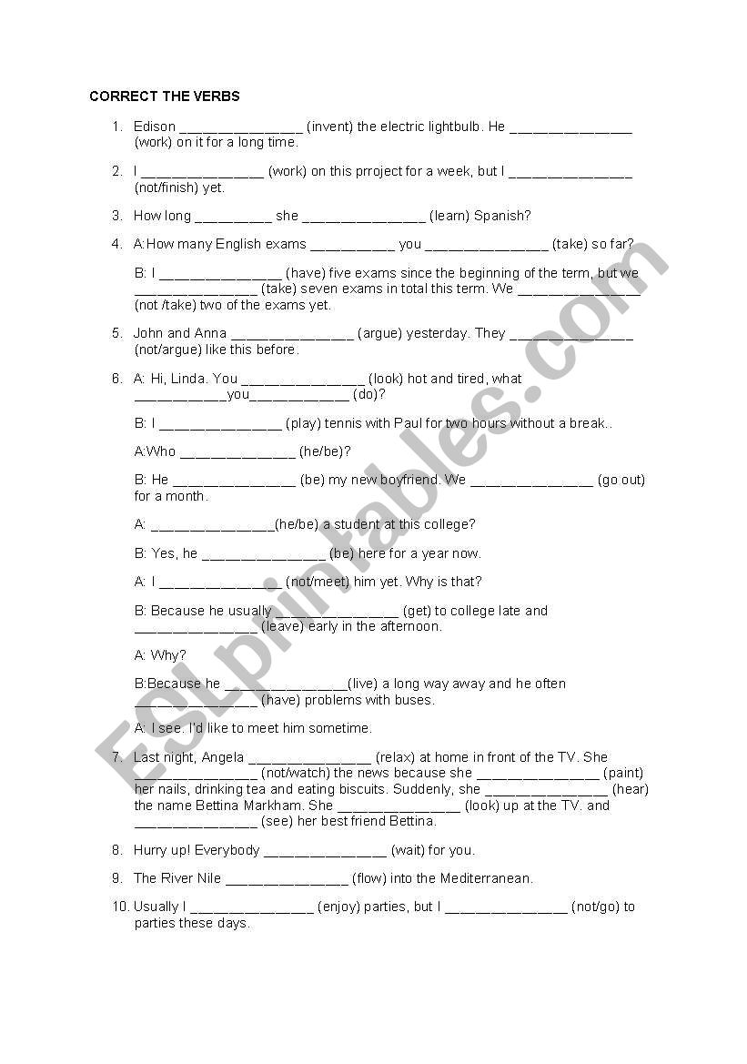Mixed tenses exercise (3 pages)