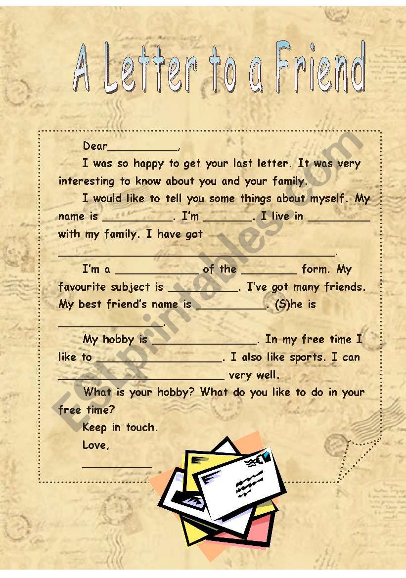 a letter to a friend ESL worksheet by feyaN