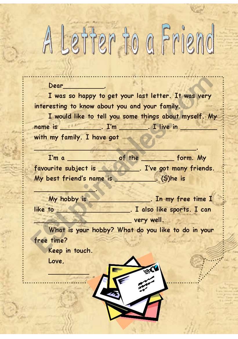 a letter to a friend worksheet