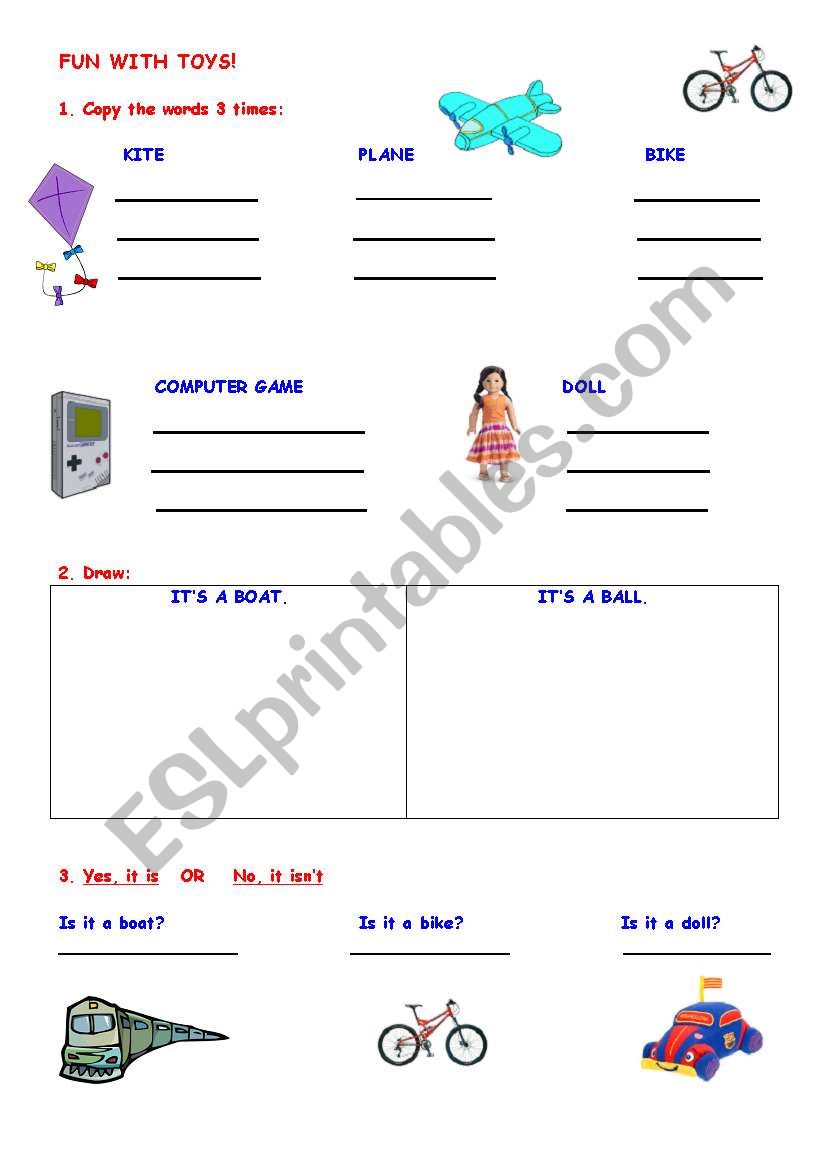 FUN WITH TOYS AND COLORS! worksheet
