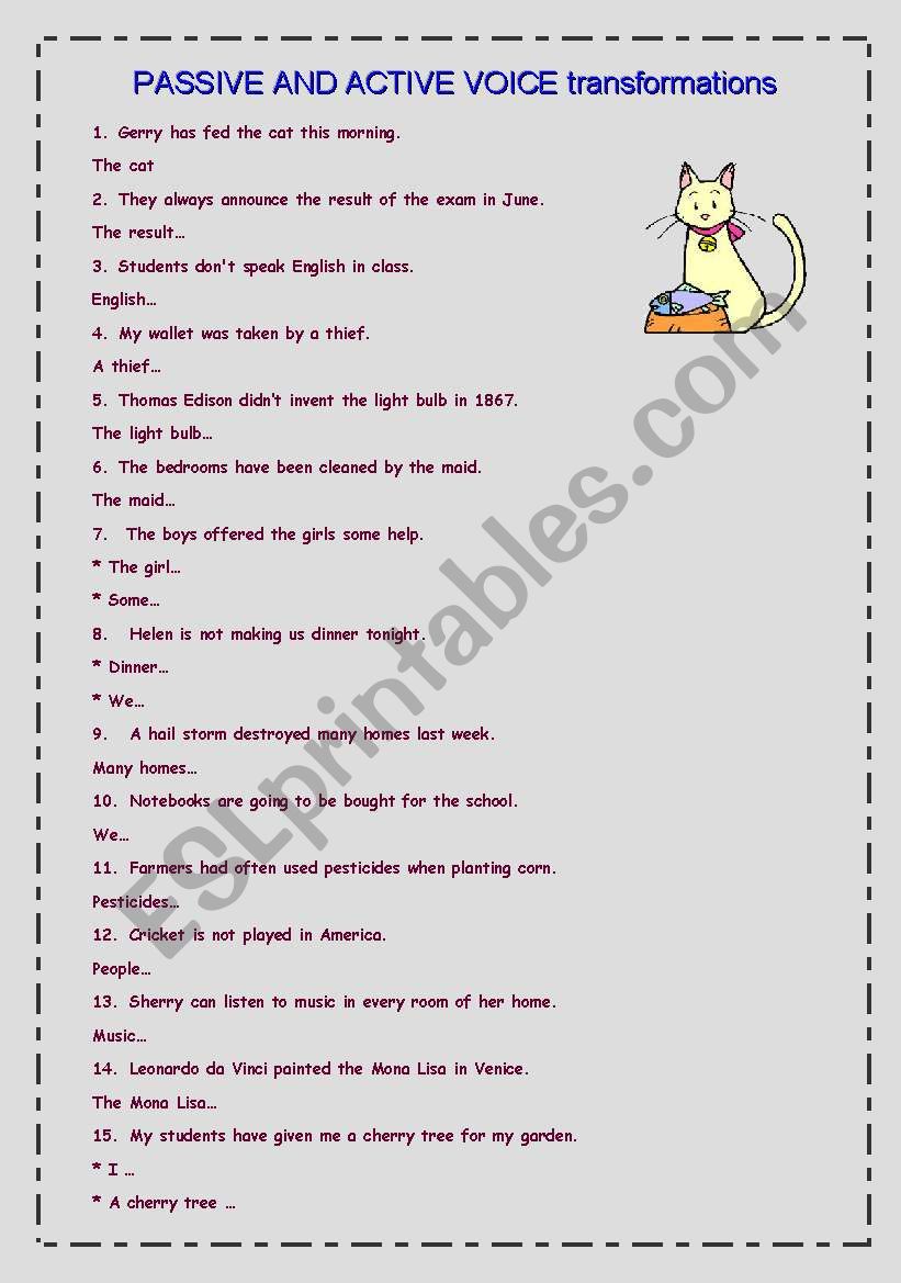 Passive Rewriting Activity worksheet