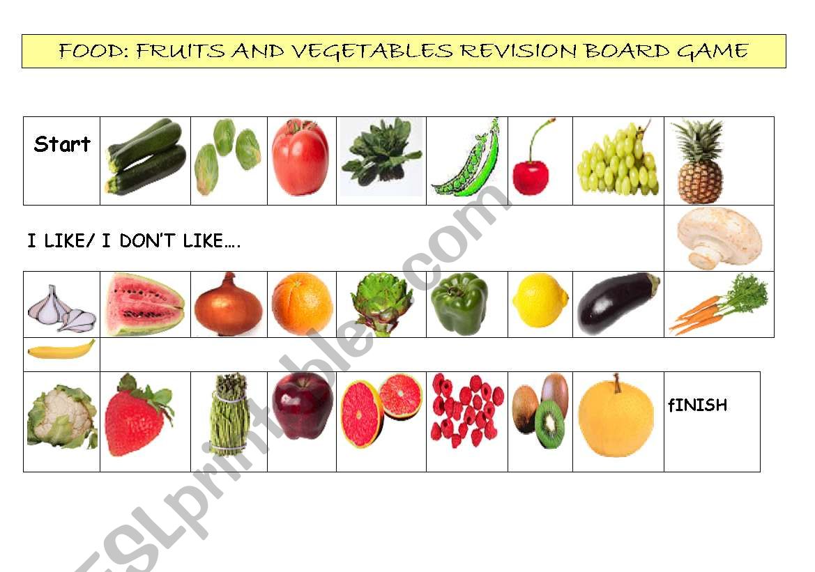 Fruits and Vegetables Revision Board Game