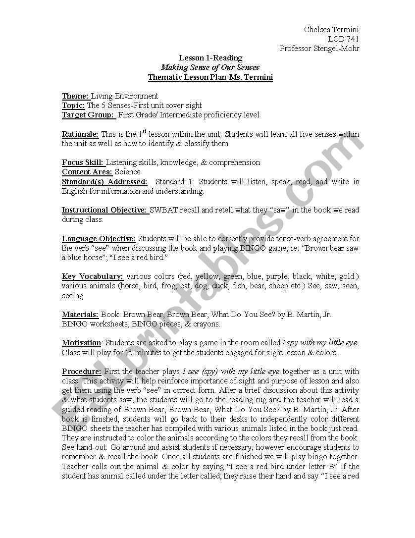 reading  worksheet