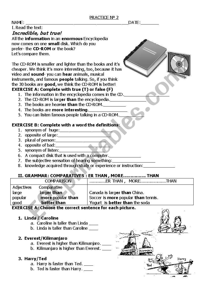 COMPARATIVE worksheet