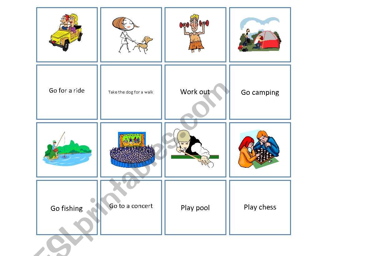 Free time activities Memory Game (part 01) 