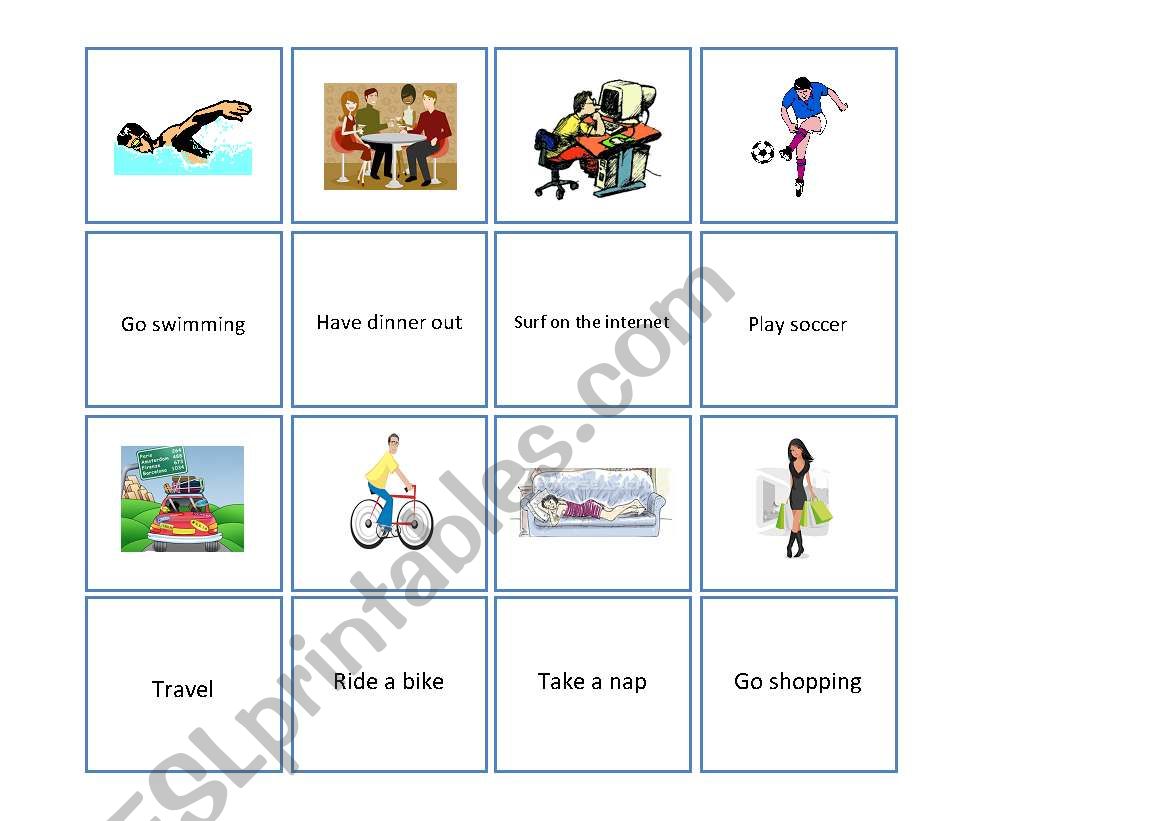Free time activities Memory Game (part 02)