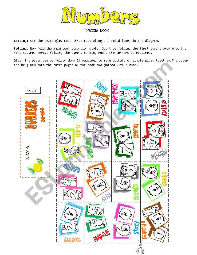 NUMBERS (20-100)  Puzzle book worksheet