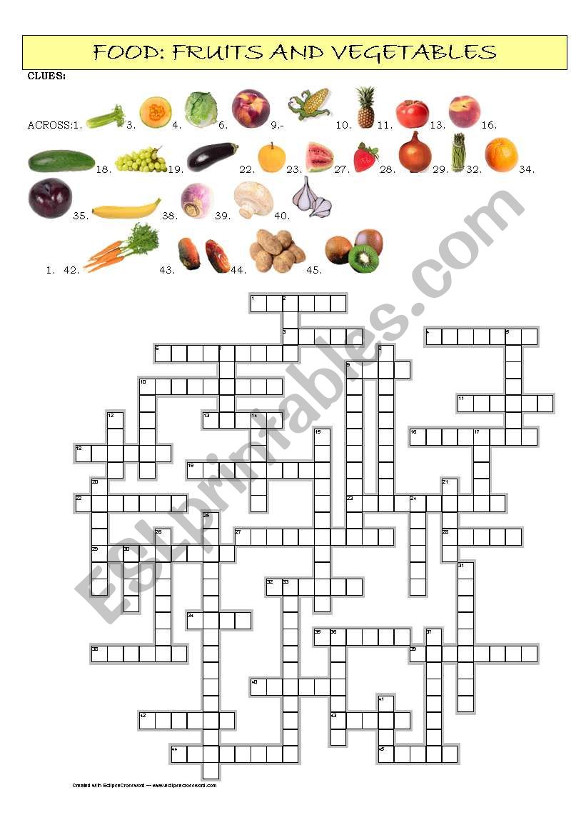 Food: Fruits and vegetables crossword