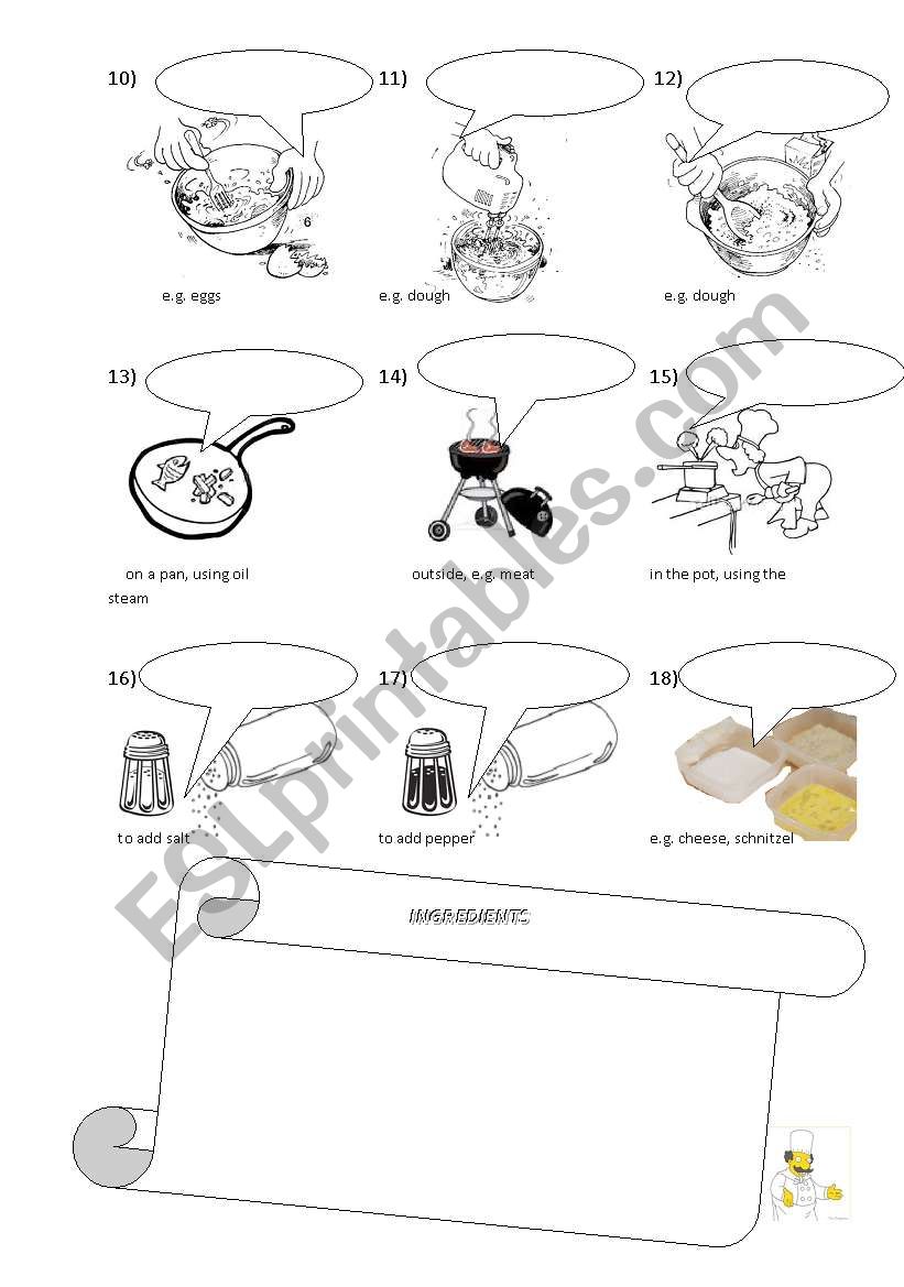 cooking verbs PART II worksheet