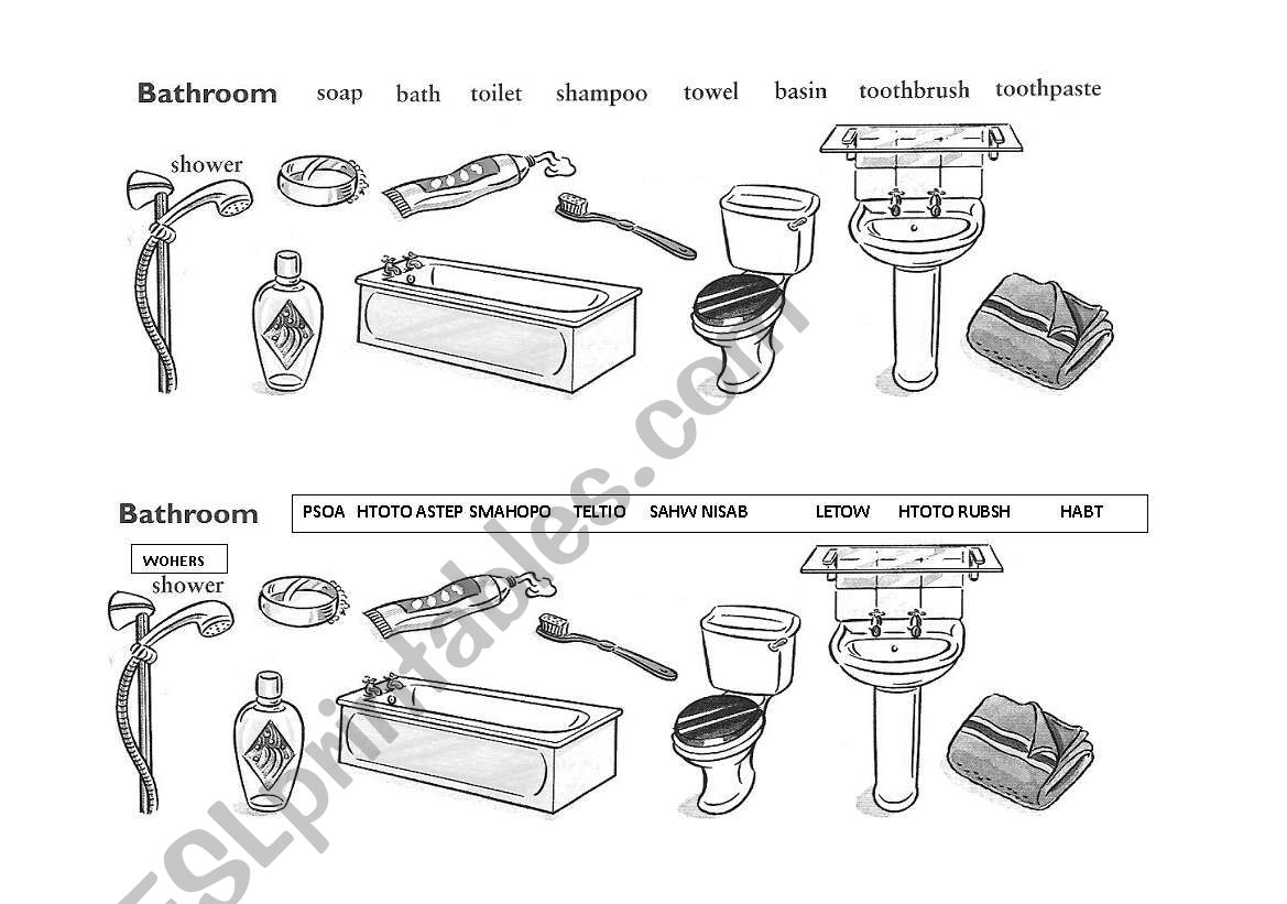 Bathroom worksheet