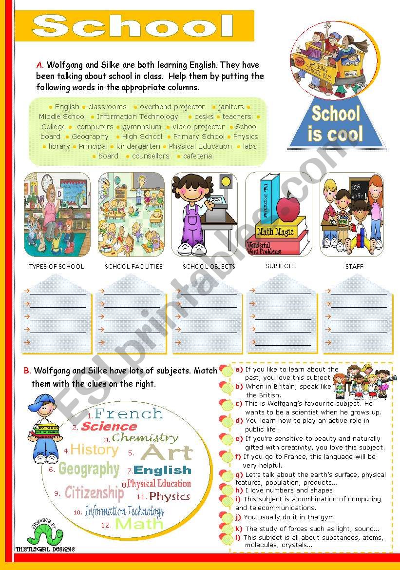 School  -  Vocabulary Input worksheet