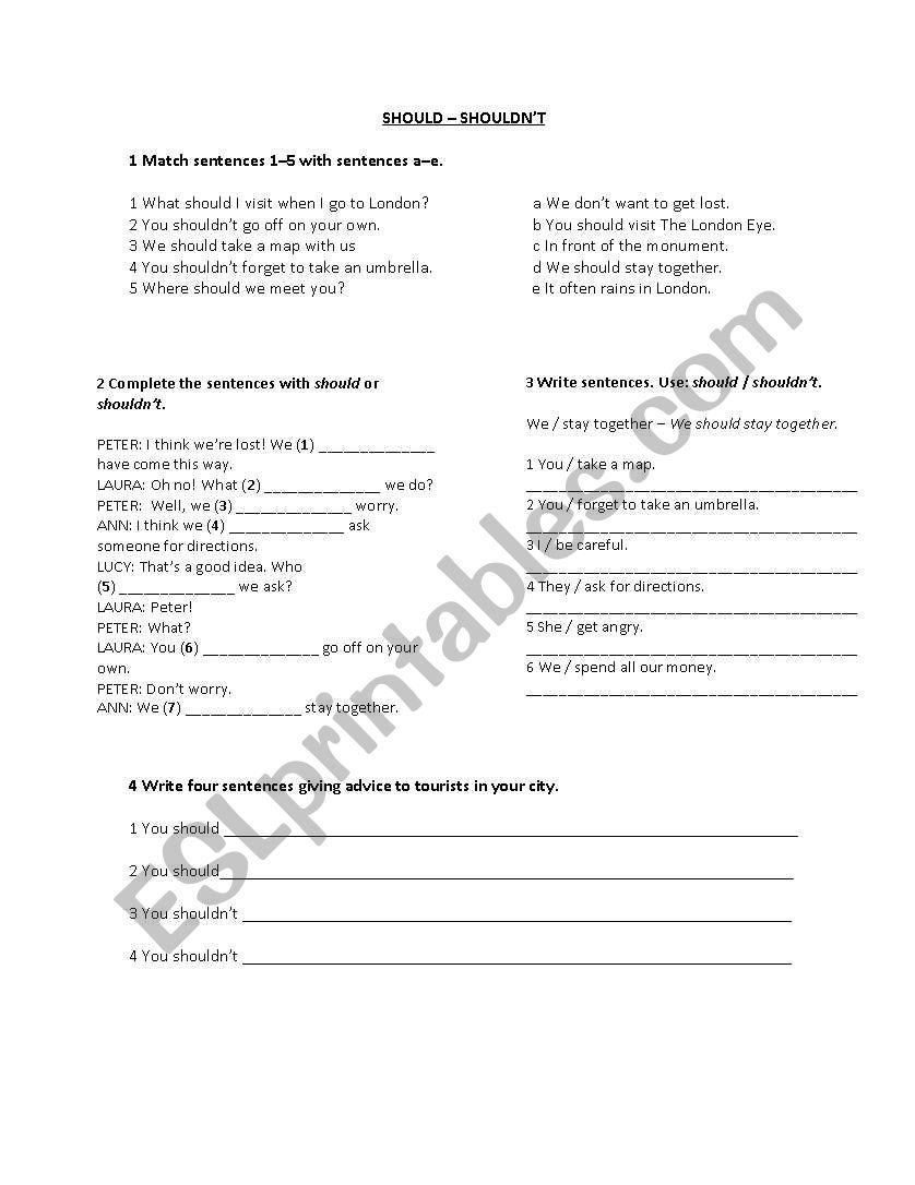 should/shouldnt worksheet