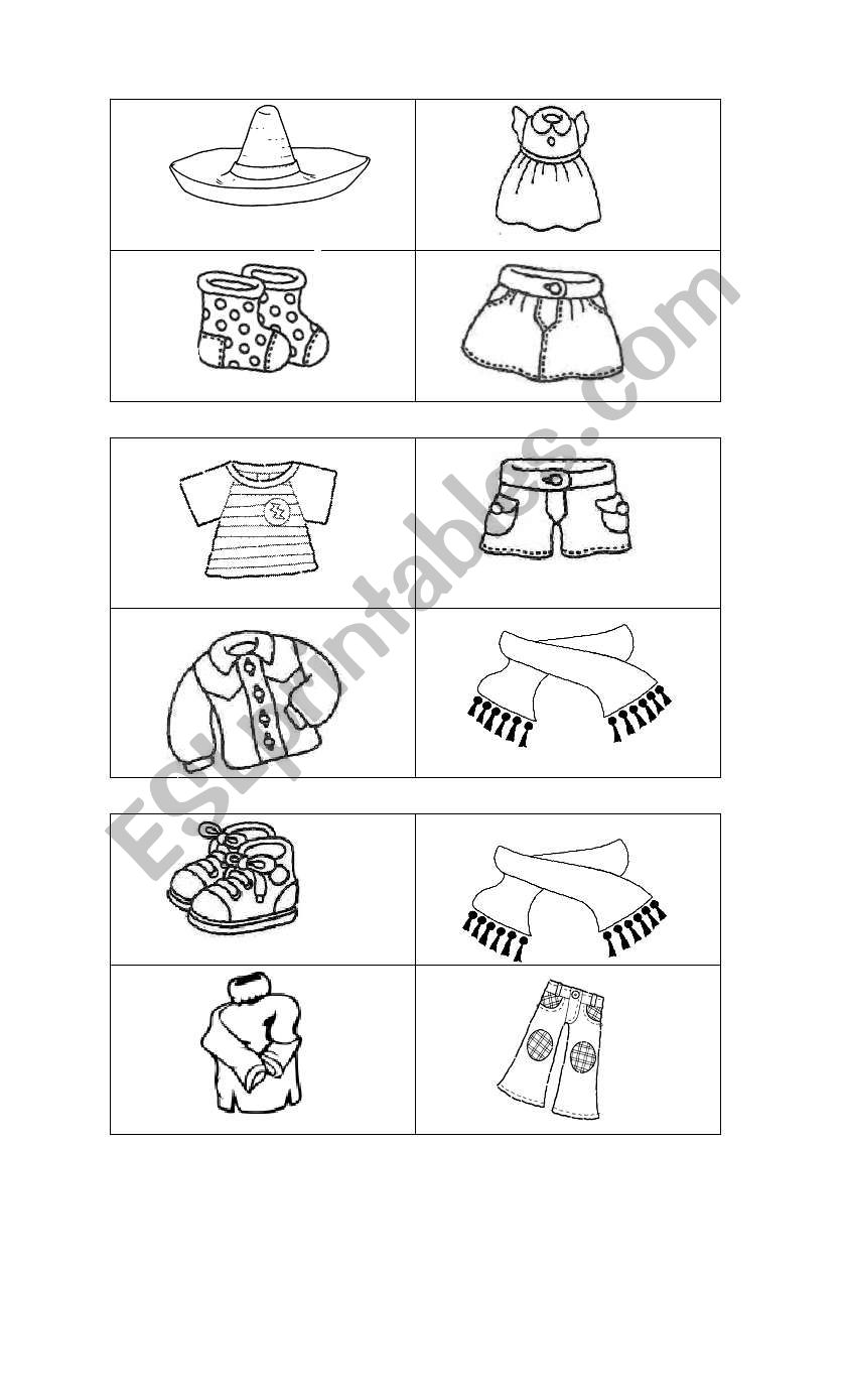 Clothes domino worksheet