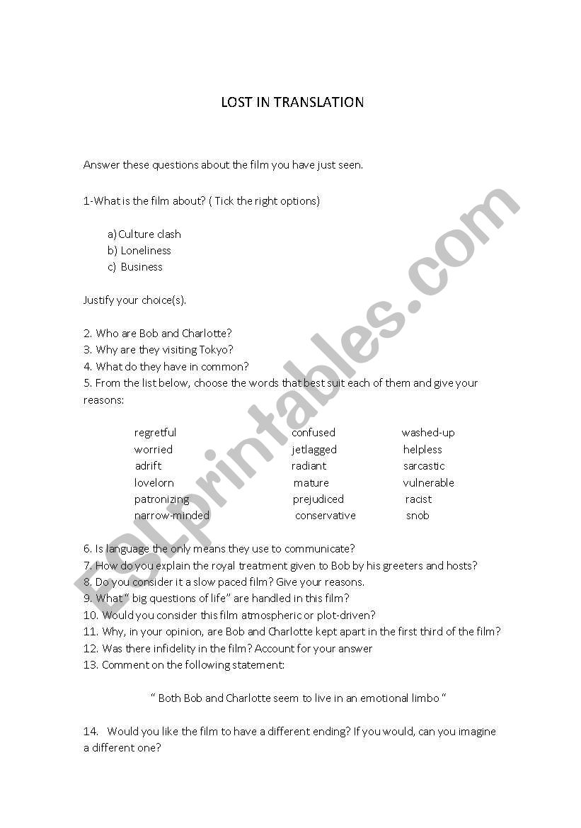 Worksheet on 