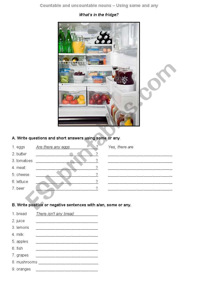 Countable and uncountable nouns - using some and any