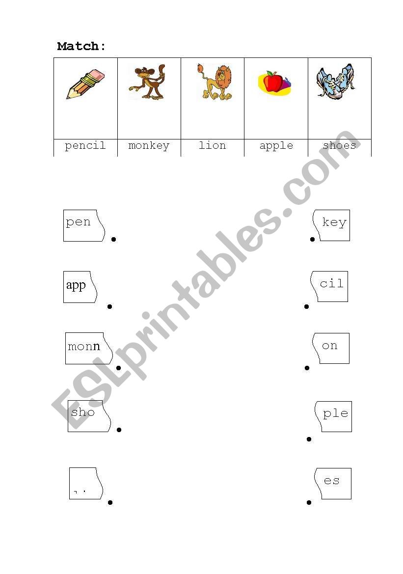 match worksheet