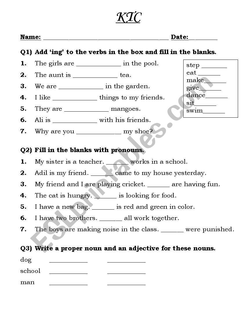 English Grammer worksheet