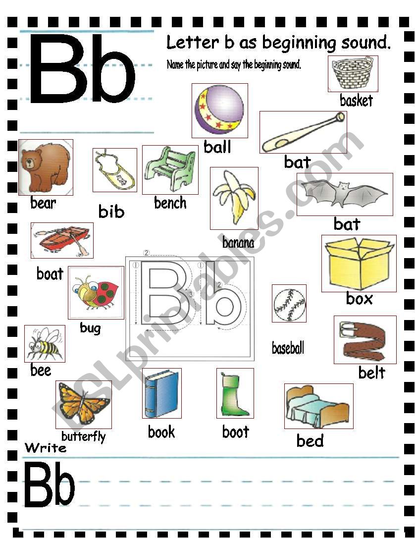 ABC -  letter Bb and sentences