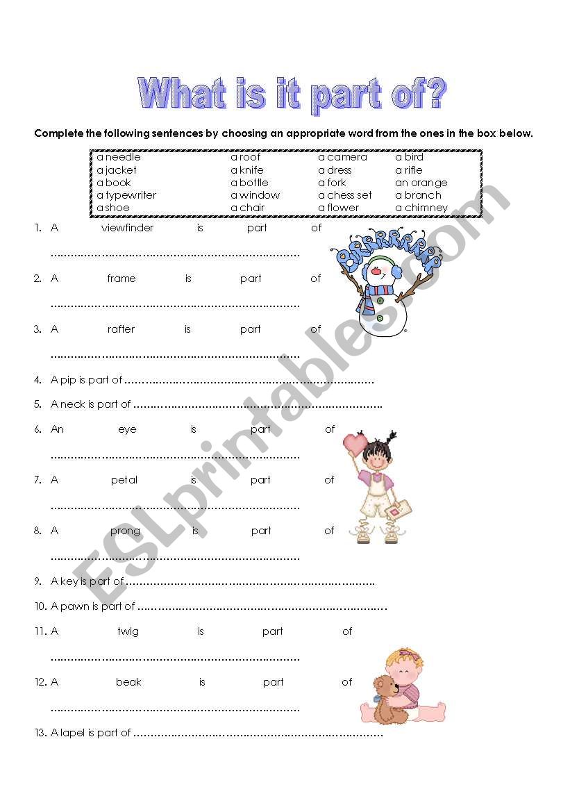 What is part of? worksheet