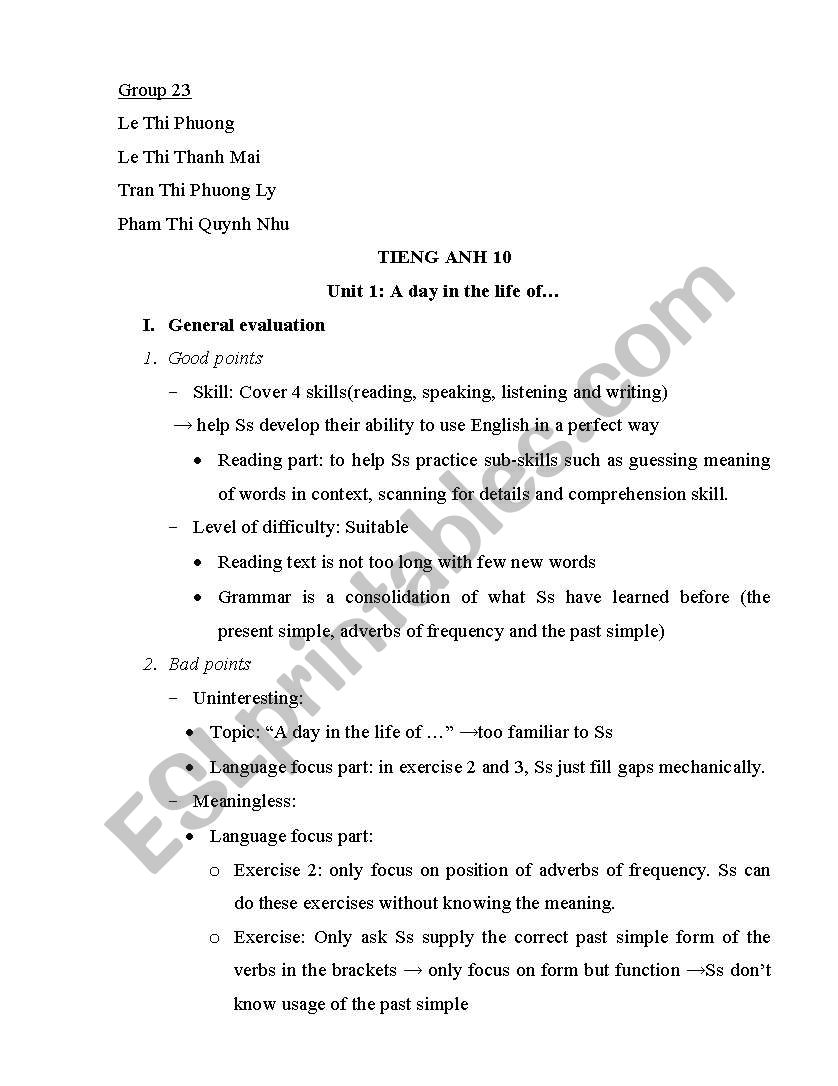 text evaluation worksheet